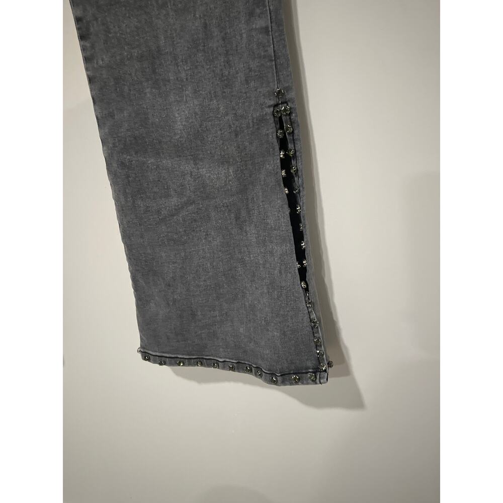 Akira, Gray Split Hem Jeans, Flare, w/ Rhinestones, Size 9, (W28), 1217J - Picture 2 of 5